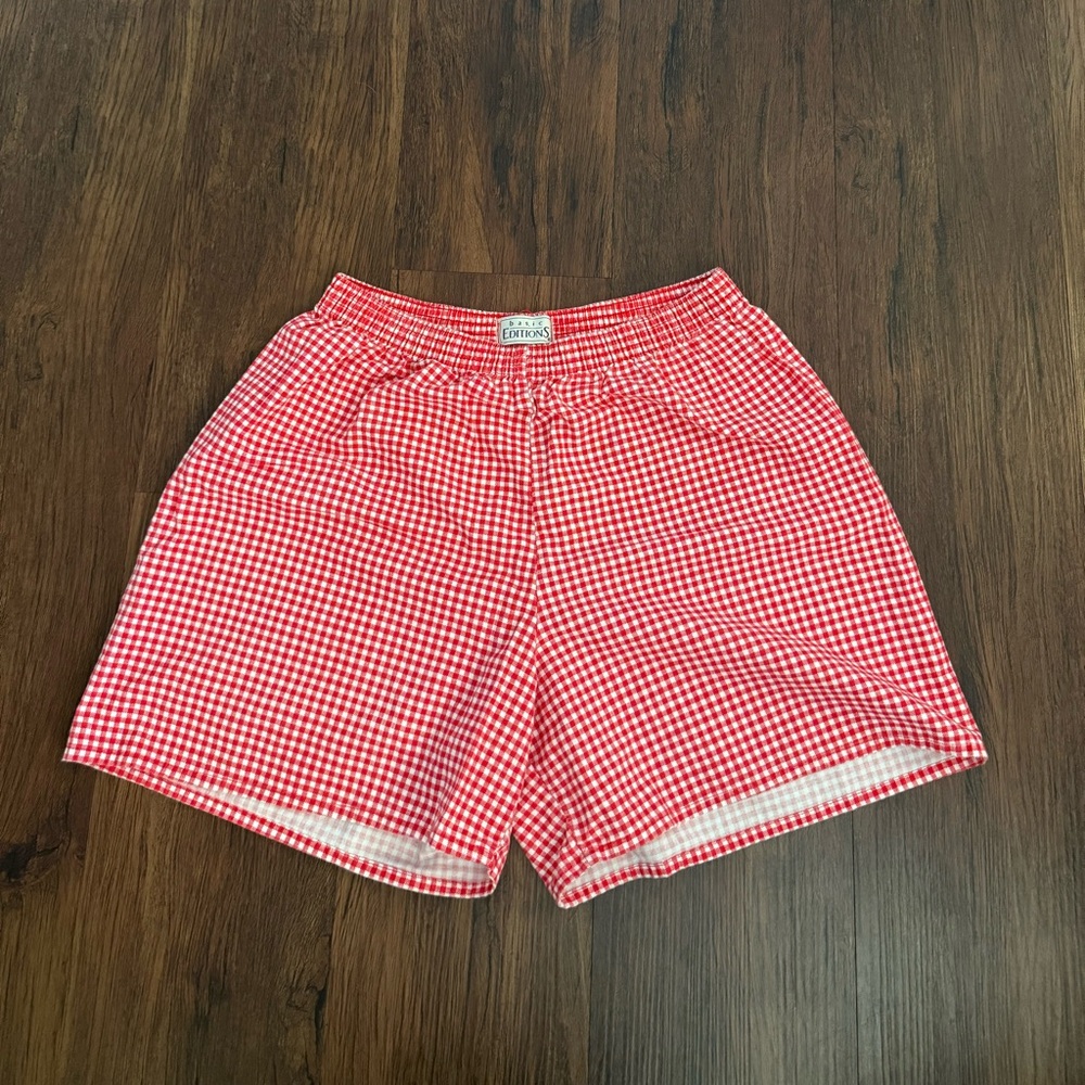 Basic Editions Women’s Red Gingham Boxer Shorts L… - image 1